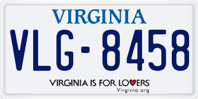 VA license plate VLG8458