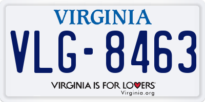 VA license plate VLG8463
