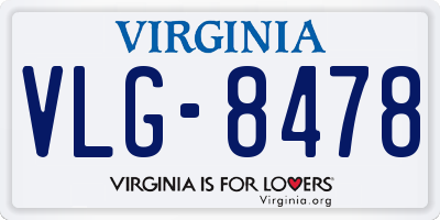 VA license plate VLG8478