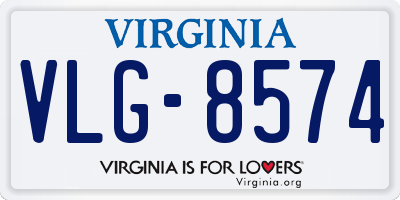 VA license plate VLG8574