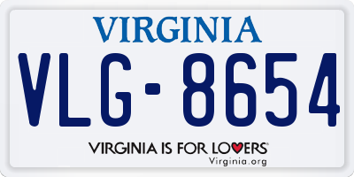 VA license plate VLG8654