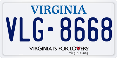 VA license plate VLG8668