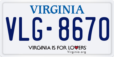 VA license plate VLG8670