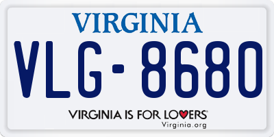 VA license plate VLG8680