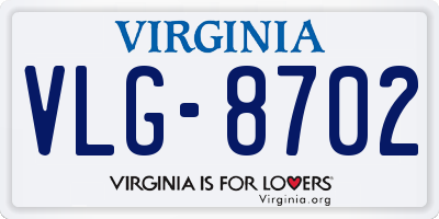 VA license plate VLG8702