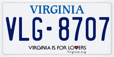 VA license plate VLG8707