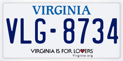 VA license plate VLG8734