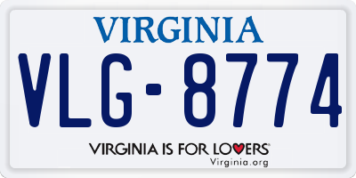VA license plate VLG8774