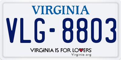 VA license plate VLG8803