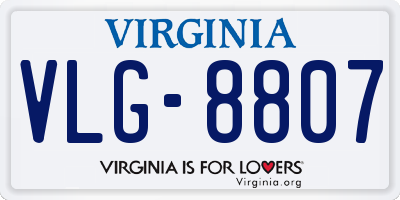 VA license plate VLG8807