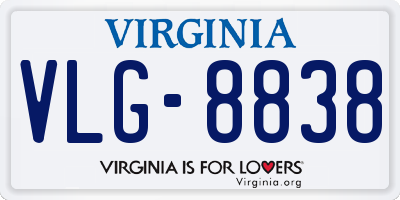VA license plate VLG8838