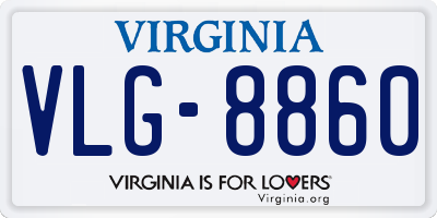 VA license plate VLG8860