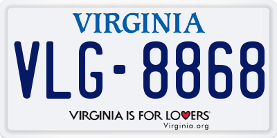 VA license plate VLG8868