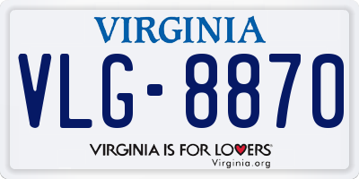 VA license plate VLG8870