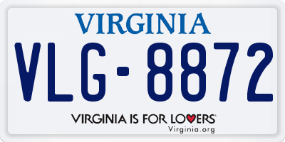 VA license plate VLG8872