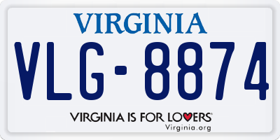 VA license plate VLG8874