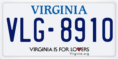 VA license plate VLG8910