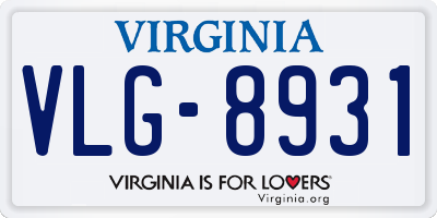 VA license plate VLG8931
