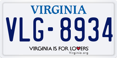 VA license plate VLG8934