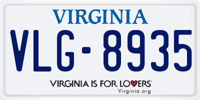 VA license plate VLG8935