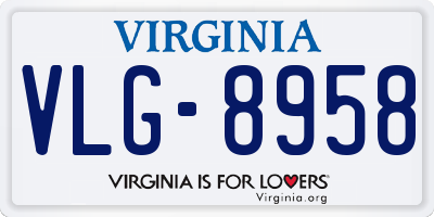 VA license plate VLG8958