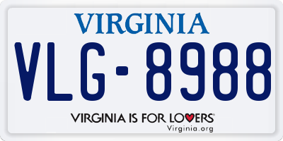 VA license plate VLG8988