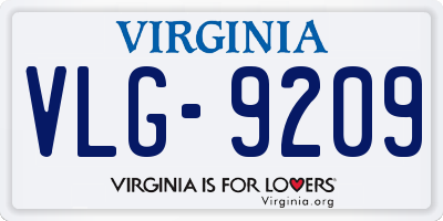 VA license plate VLG9209