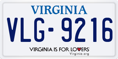 VA license plate VLG9216