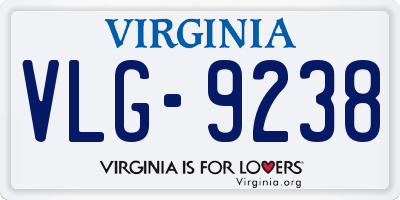 VA license plate VLG9238