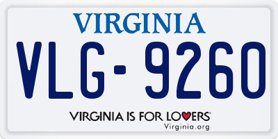 VA license plate VLG9260