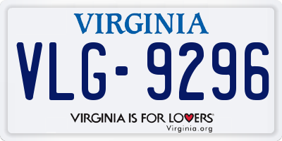 VA license plate VLG9296