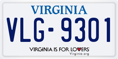 VA license plate VLG9301