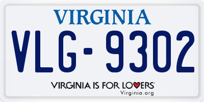 VA license plate VLG9302