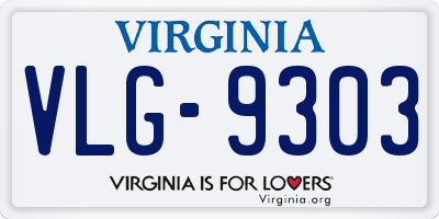VA license plate VLG9303