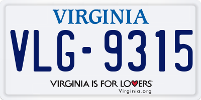 VA license plate VLG9315
