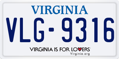 VA license plate VLG9316