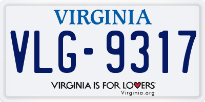 VA license plate VLG9317