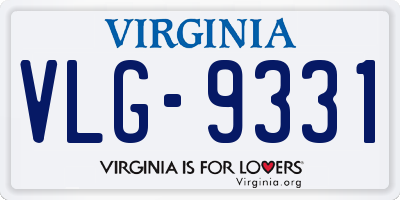 VA license plate VLG9331