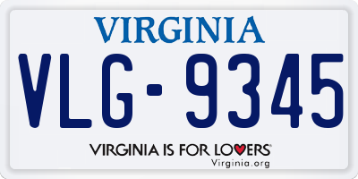 VA license plate VLG9345