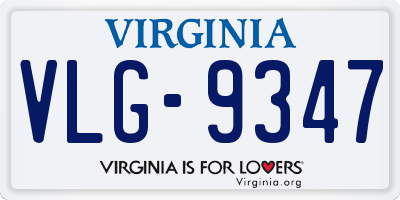 VA license plate VLG9347