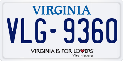 VA license plate VLG9360