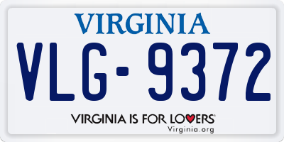 VA license plate VLG9372