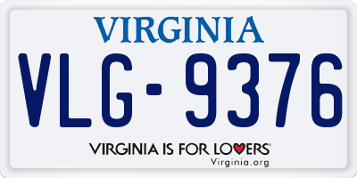 VA license plate VLG9376