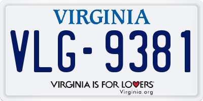 VA license plate VLG9381