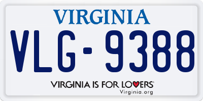 VA license plate VLG9388