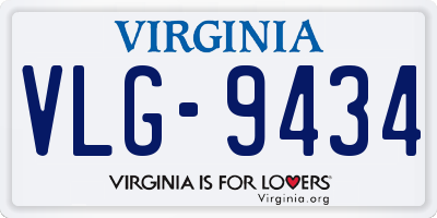 VA license plate VLG9434