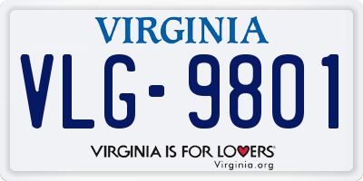 VA license plate VLG9801