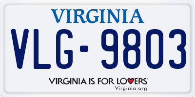 VA license plate VLG9803