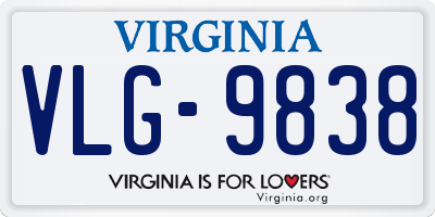 VA license plate VLG9838