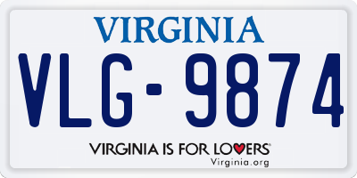 VA license plate VLG9874
